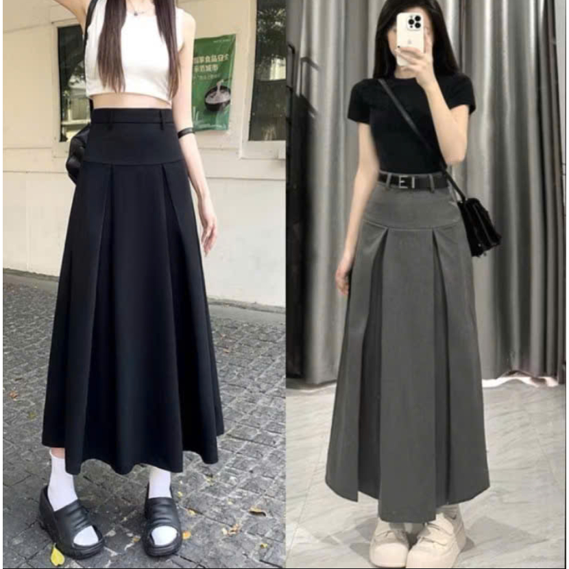 Chân váy xếp ly dài Nữ hai màu chất vải cao cấp, chân váy xếp ly to bản kiểu dáng Basic dễ phối đồ M0606 - TOTOSA