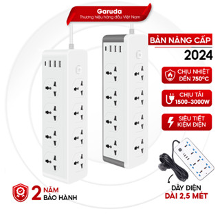Ổ cắm điện đa năng chính hãng GARUDA 3 cổng USB 15v sạc nhanh, 1 type c, chống cháy, ổ chịu tải 3000W, chất liệu nhựa pp