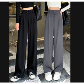  Quần ống rộng Nữ 2 khuy cạp cao kiểu dáng Basic dễ phối đồ quần ống suông nữ chất vải cao cấp mềm mịn QN70 - TOTOSA 