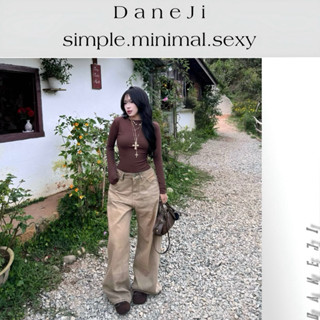 [ BROWN FALL ] Set áo thun tăm cổ tròn tay dài - Quần jeans ống rộng cạp trễ basic dễ mặc [ ĐỌC KỸ MÔ TẢ TRƯỚC KHI MUA ]