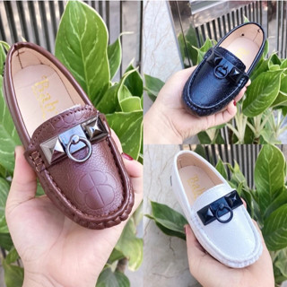  Giày Lười Giày Mọi Cho Bé Trai Khuy Tròn Da PU Mềm Êm Chân 1 tuổi-10 tuổi_Lưu ý: Đo bằng thước kẻ từ 0 
