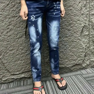 Quần jean nam xanh cào xước chất jean bo dày dặn cao cấp kiểu dáng slim fit trẻ trung boy phố-GIN MAN