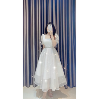 ĐẦM TRẮNG TƠ NẾN TAY CON CỰC XINH ĐI TIỆC, ĐI ĂN CƯỚI, ĐI BÀN, ĐI EVENT CỰC XINH