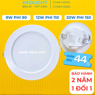  Combo10  Đèn led âm trần 9w 12w 20w phi 90 110 150 công nghệ DOB ánh sáng trắng vàng trung tính 3 màu | NeoLight 
