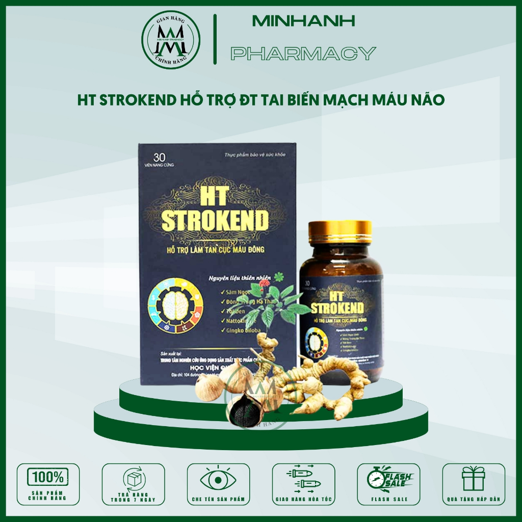 HT Strokend Hỗ trợ phòng và điều trị tai biến mạch máu não Đột qụy não Tim mạch Ổn định huyết áp Giấc ngủ Tăng cường sk