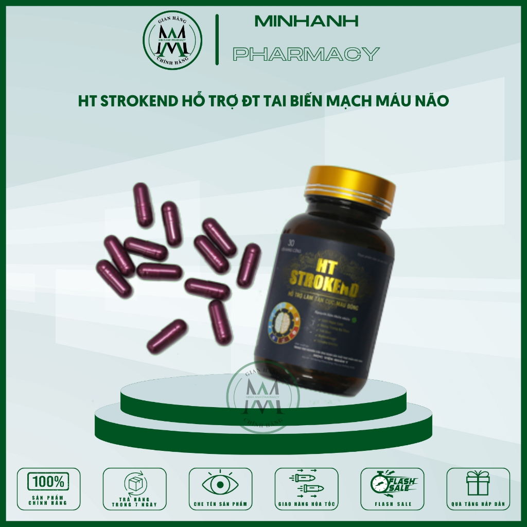 HT Strokend Hỗ trợ phòng và điều trị tai biến mạch máu não Đột qụy não Tim mạch Ổn định huyết áp Giấc ngủ Tăng cường sk
