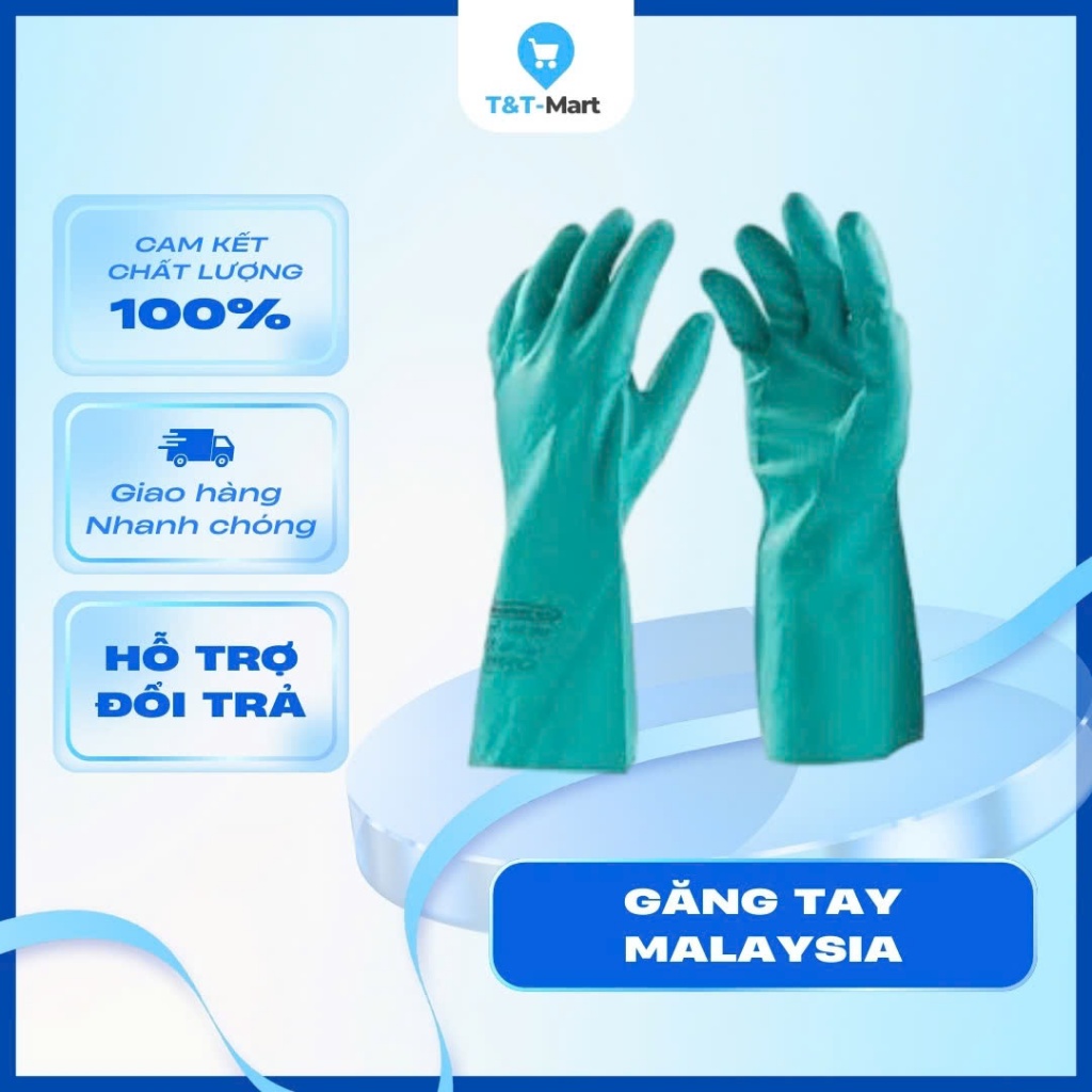 COMBO 3 Găng Tay Cao Su Rửa Bát Siêu Dai Siêu Bền Màu Xanh Malaysia Nhập Khẩu SUMMITECH GD-F-09C