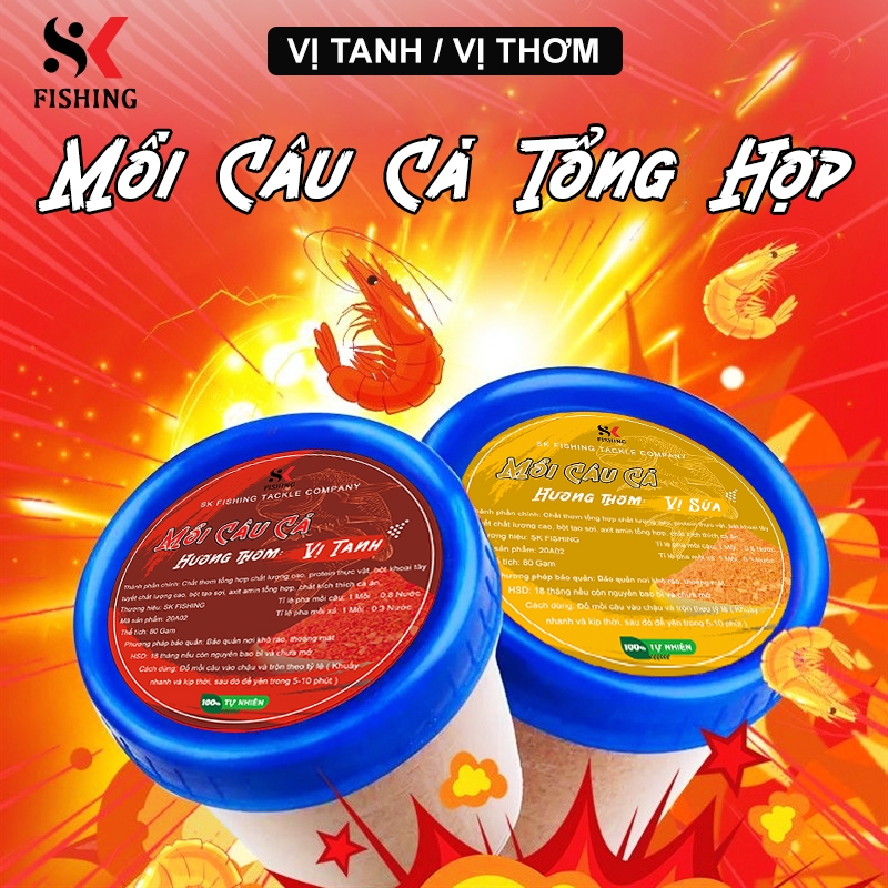 Mồi câu cá Tổng Hợp SK FISHING cám câu cá siêu tiện lợi hàm lượng 80g