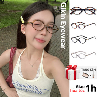  Gọng kính cận oval retro cao cấp Muun phong cách Y2K cá tính thời trang nam nữ giả cận MS04 