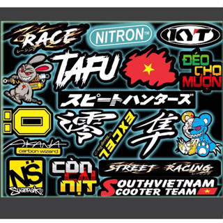  sticker mini chữ race DÁN XE MÁY - XE ĐIỆN và nhiều tem nhỏ dán lên điện thoại laptop,.. 