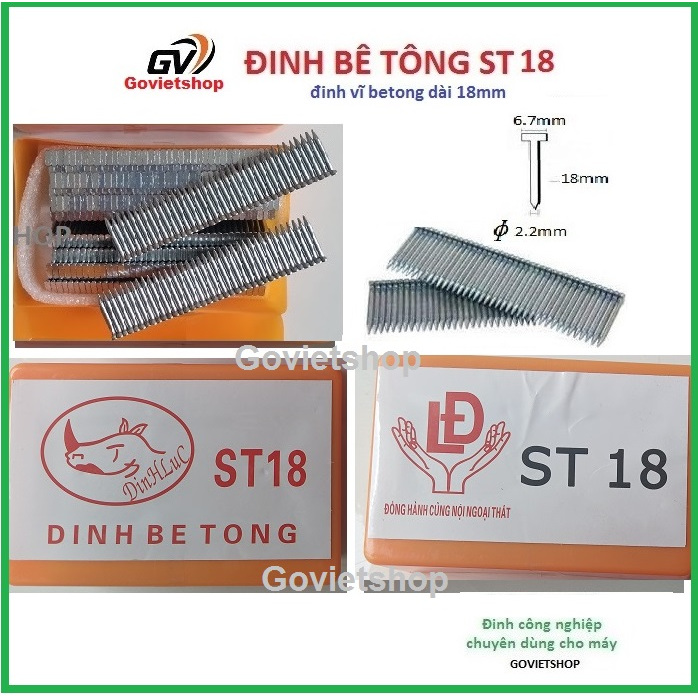 Đinh ST18, hiệu LĐ Tê giác, hộp 722 cây, Đinh đóng tường st18, Đinh bê tông ST18