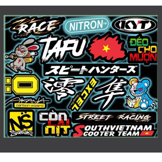 sticker mini chữ race DÁN XE MÁY - XE ĐIỆN và nhiều tem nhỏ dán lên điện thoại laptop....