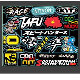 sticker mini chữ race DÁN XE MÁY - XE ĐIỆN và nhiều tem nhỏ dán lên điện thoại laptop 1 2 3