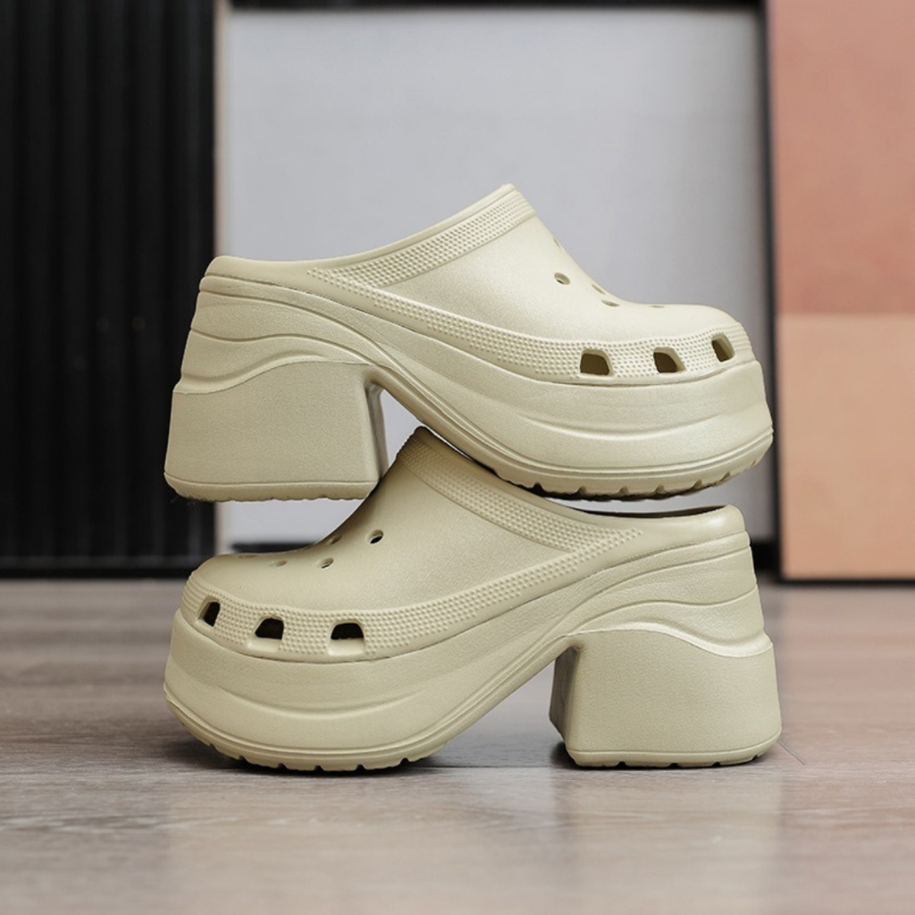 Dép sục Cross cao gót độn đế 7cm, Dép quai ngang gắn charm nhiều mẫu Đức Phúc