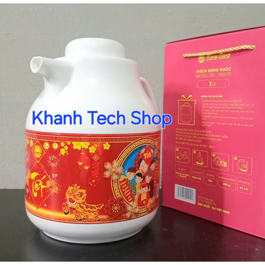 Phích trà 1 lít Rạng Đông RD-1055ST, Bình thủy trà Rạng Đông RD-1055ST 1 Lít, Chính Hãng, Rạng Đông