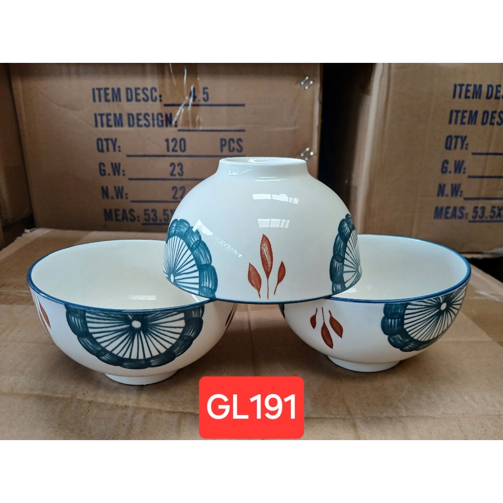 combo 10 chén ăn cơm sứ cầu vồng 11cm, chén hoa GL191