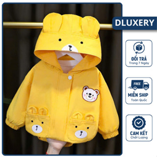 Áo khoác cho bé trai bé gái, áo gió cho bé mũ tai thỏ đáng yêu gió chống nước chống gió siêu ấm