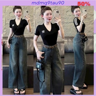 Quần bò jean nữ ống đứng rộng suông xuông gấu to rin jeans cạp cao cao cấp 2024