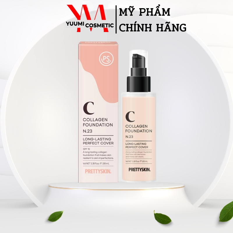 Kem Nền Pretty Skin Collagen Foundation, Kem Nền Collagen, Kem Nền Lâu Trôi 100ml