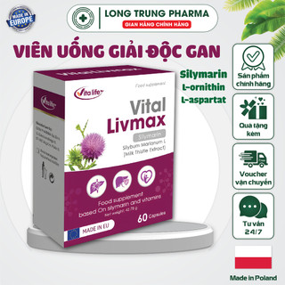  Vital Livmax Viên Uống Bổ Gan Silymarin Hỗ Trợ Giải Độc Gan Viêm Gan Giảm Dị Ứng Mẩn Ngứa Do Chức Năng Gan Kém  60v  