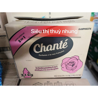 1 thùng ( 4 can ) 4 túi loại 3,1kg  Nước giặt xả 8 in 1 Chante hoa hồng pháp. mềm vải, thơm lâu