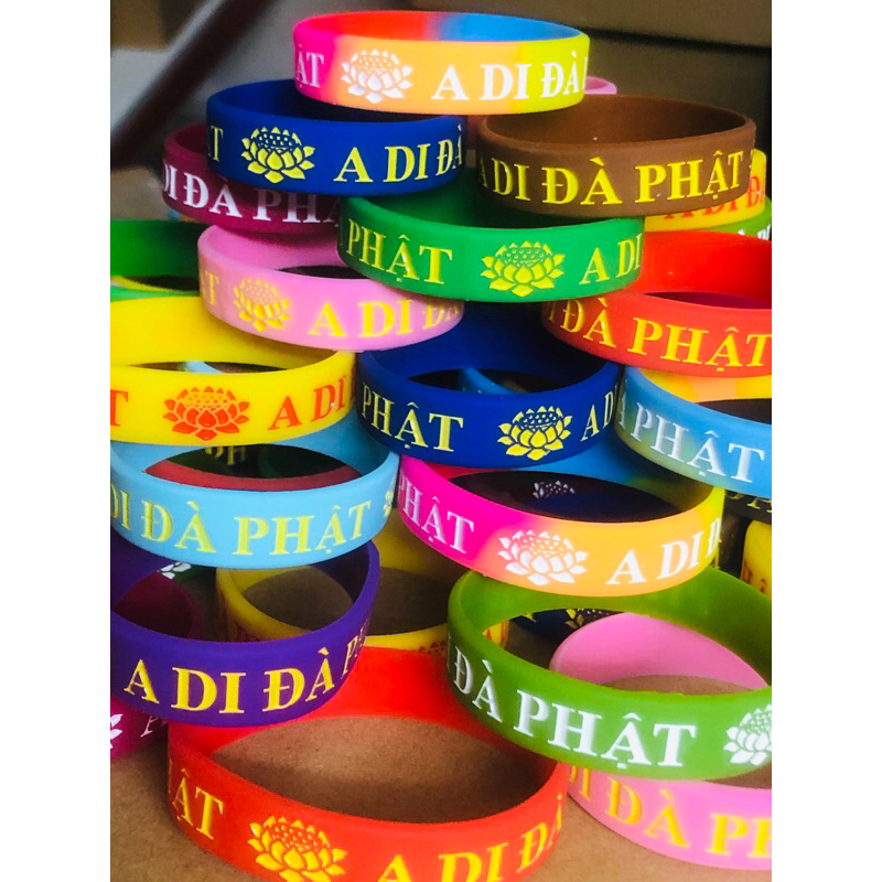 5-10-20 Chiếc Vòng Tay A Di Đà Phật - Vòng Tay in Phật Hiệu - Vòng Gieo Duyên Vòng Tay Cao Su Vòng silicon