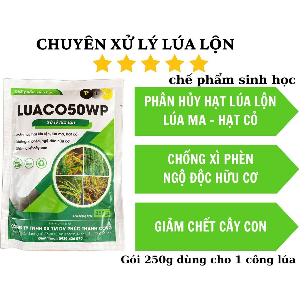 Xử lý lúa cỏ, lúa lẫn, lúa ma, hạt cỏ hiệu Luaco 50wp gói 250g