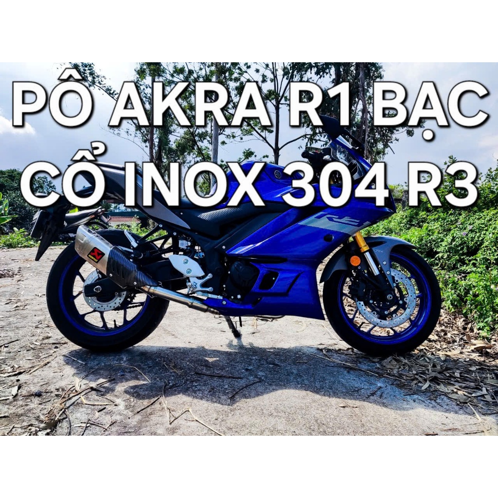Pô Độ Akrapovic R1 Bạc Và Cổ Inox 304 Yamaha R3