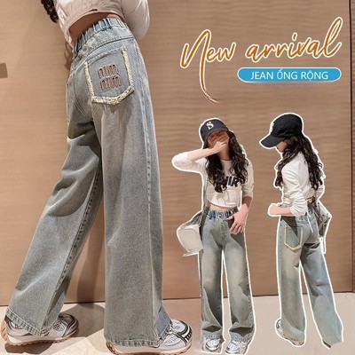 Quần Bò Ống Suông Quần Jean Ống Rộng Thời Trang Cho Các Bé Gái Cao Dưới 1m7  - Babimama - J102