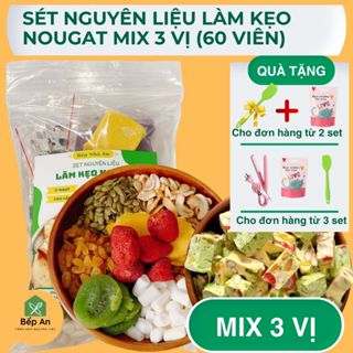 (GIÁ TỐT NHẤT) Set Nguyên liệu làm kẹo Nougat 60 viên (1 set 3 vị)