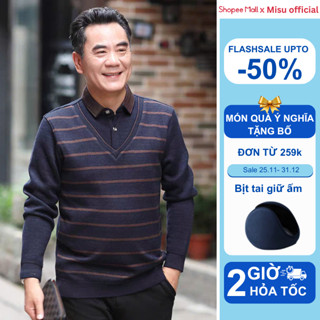 [Sẵn Hàng ]Áo Len Trung Niên Nam Lovella Lót Nỉ Nhung Ấm Áp Phối Cổ Sơ Mi Lịch Lãm, Áo Len Tặng Bố Hàng Quảng Châu