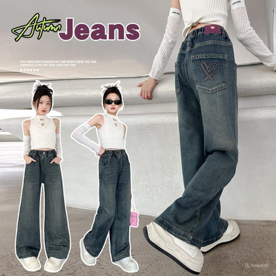 Quần Bò Ống Suông Quần Jean Ống Rộng Thời Trang Cho Các Bé Gái Cao Dưới 1m7  - Babimama - J103