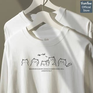  Áo thun dài tay nữ SUNTEE STDT009 form vừa phong cách basic in hình 09 vải cotton 250GSM cao cấp 