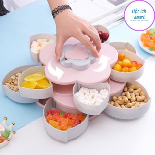 khay đựng bánh kẹo tết hình hoa sen sang trọng, khay mứt tết 2 tầng 10 cánh hoa