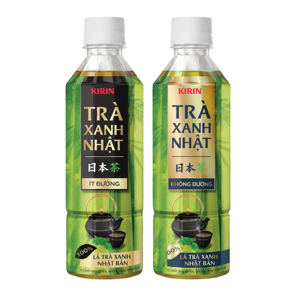 Thùng 24 chai nước trà xanh Nhật Kirin không đường/ít đường chai 345ml