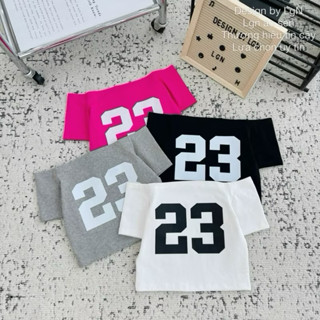 [Mới nhất ]  ÁO BẸT VAI IN SỐ 23 - Áo thun bozip croptop ôm body in số 23 tay ngắn trễ vai xinh xắn cá tính nữ