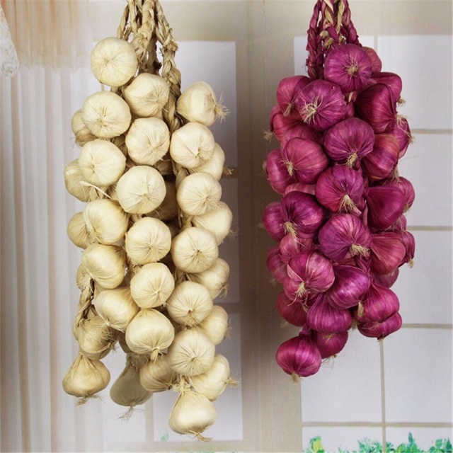 Dây Hành Tỏi giả decor trang trí tết Dây hành tỏi khô tỏi trắng hành tím ngô vàng ớt đỏ