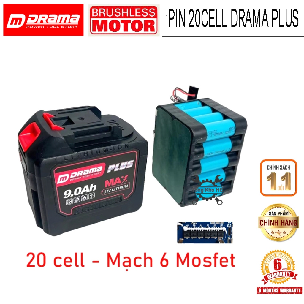 Pin 20 cell DRAMA PLUS Dung Lượng Cao Mạch 6 mosfet Chân Pin Phổ Thông