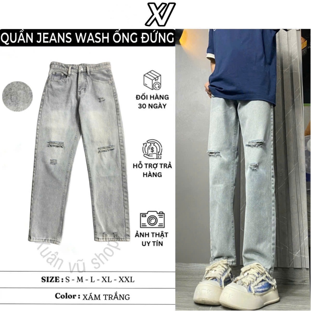 quần jean suông ống rộng jean màu basic icon Menswear Nam Ong Pants jean