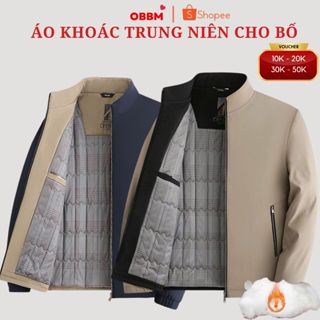 Áo khoác trung niên cho bố, áo khoác trần bông ấm áp lớp vải trám trong cùng cho ông, bố