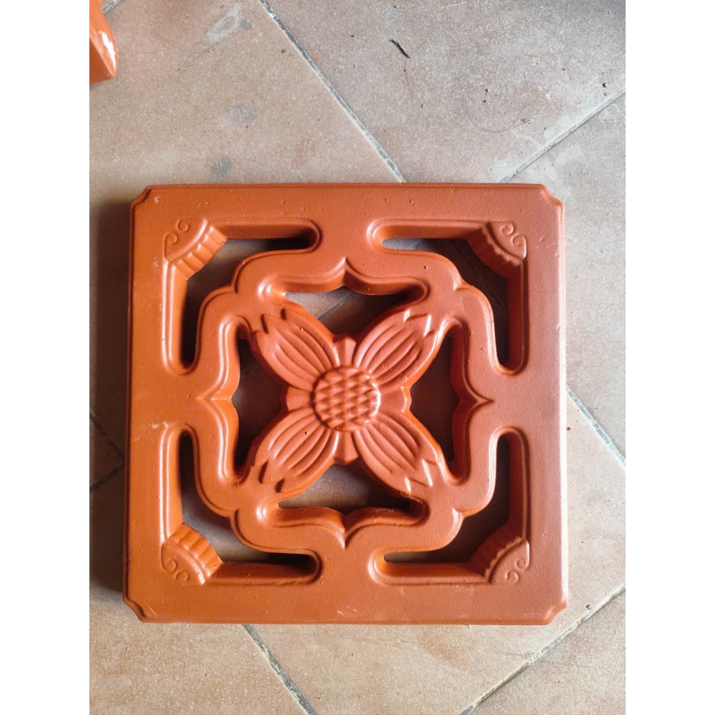 Gạch thông gió hoa doi gốm sứ Bát Tràng vuông 40x40