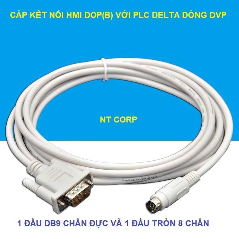 Cáp kết nối HMI Delta với PLC Delta mã DOP-DVP dài 3m, Chính hãng AMSAMOTION