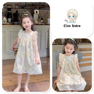 Váy bé gái ElsaBabie Váy tiểu thư hoa chất thô boi thêu phối ren tay cánh tiên