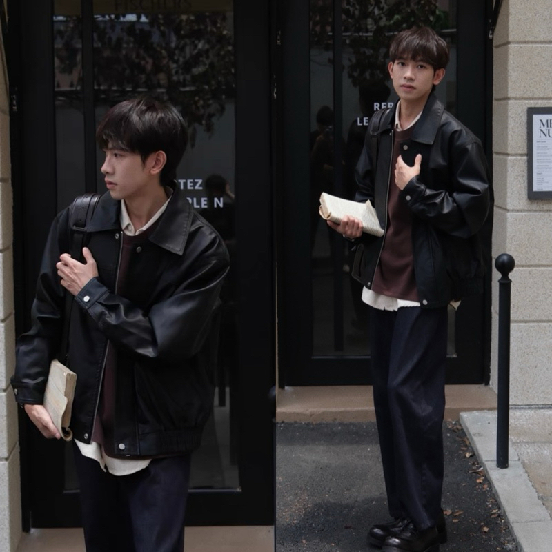 Áo da đen by Sunset Design (Đồ thiết kế) Hàng cao cấp