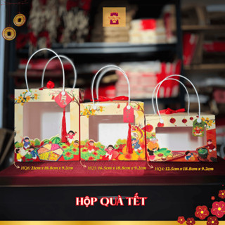  Combo 10- Hộp Giấy Quà Tết 2026 Đựng 2 đến 4 Hũ Pet- Hạt Ngũ Cốc- Hạt Điều- Macca Set Quà Biếu Tết 