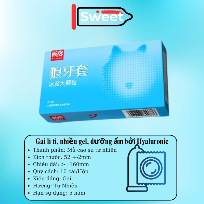 Bao cao su lưỡi mèo hoang gân gai li ti tột đỉnh cao cấp Hộp 10 bcs