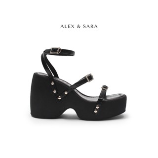 Giày sandal quai dây khóa vuông siêu xinh đế xuồng cao 9cm | Alex Sara - LT26