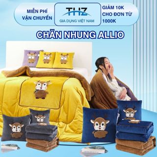 Chăn Nhung Lông Tuyết ALLIO Siêu Dày Giữ Ấm Mùa Đông, Gấp Gọn Làm Gối, Giặt Máy Tiện Lợi