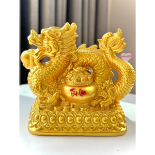  Tượng RỒNG BỆ VÀNG  TÀI LỘC   C28xD30xR18  | Linh vật phong thuỷ Tượng con giáp 