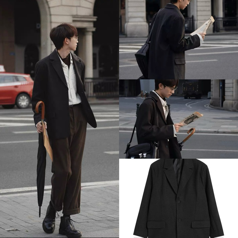 Áo Blazer đen thiết kế by Sunset Design (Đồ thiết kế) (Hàng cao cấp)